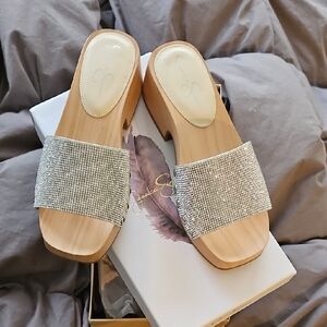 Jessica Simpson Silver Rhinestone Mules